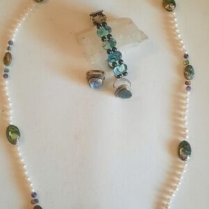 Elegant Pearl and Abalone Jewelry Set